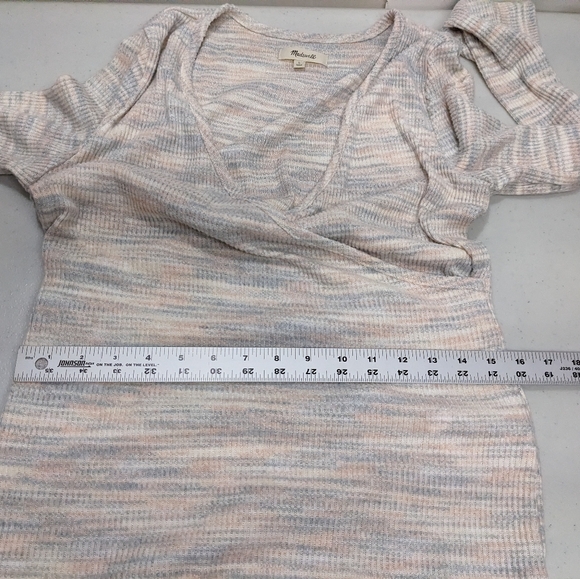 Madewell Space Dye Faux Wrap Top L Knit Long Sleeve Preppy Classic #1010 - Picture 7 of 13